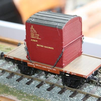 7mm. scale BR 12T. Vacuum Braked Conflat "A" wagon r/n B 735034 with Type "A" Container A236M.