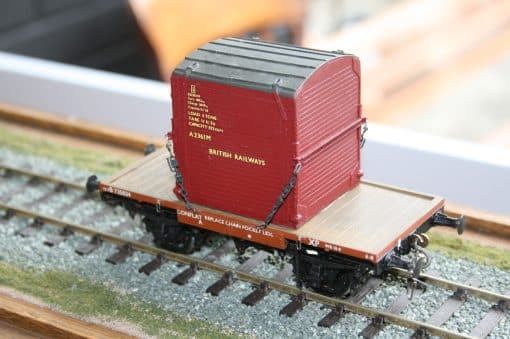 7mm. scale BR 12T. Vacuum Braked Conflat "A" wagon r/n B 735034 with Type "A" Container A236M.