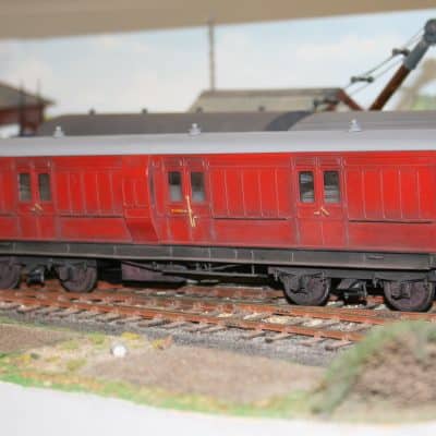 7mm. scale BR(Ex.LSWR) (SR Dia.863) 44ft. Full Brake r/n S1021, weathered crimson lake livery.