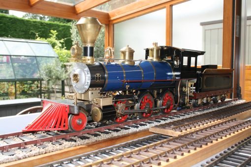 3.5 inch gauge Porter 2-6-0 Tender Locomotive number 369 in blue livery.