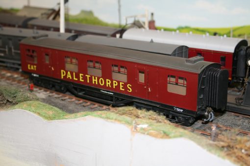 7mm. scale BR(Ex.LMS) Dia.2001 50ft. Corridor Palethorpe's Sausage Van r/n M 38874 M, matt crimson lake livery. - Image 3